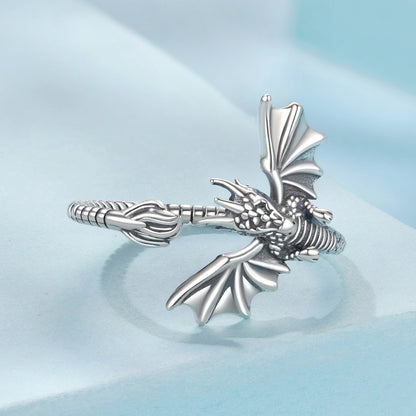 Sterling Silver Oxidized Dragon Ring