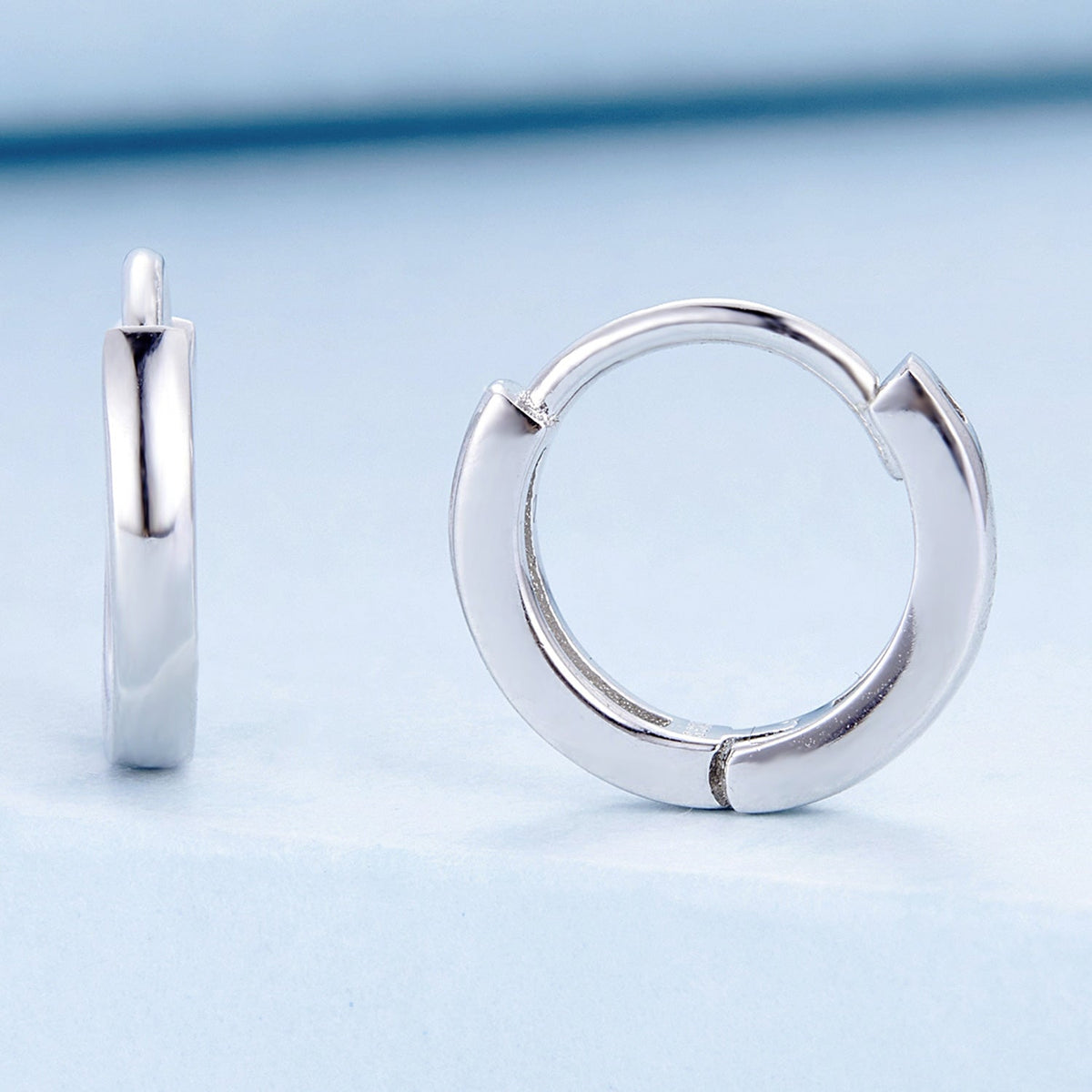 Platinum Plated Sterling Silver Hoop Earrings