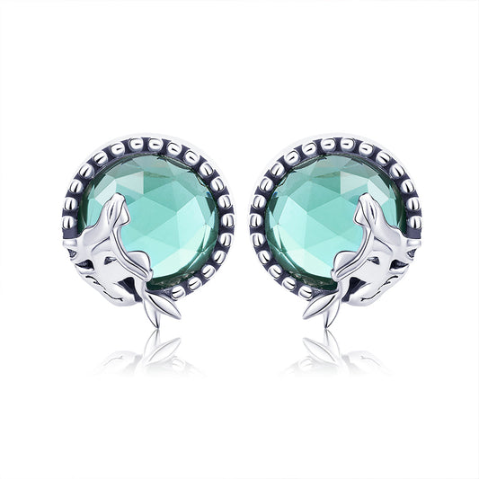 Oxidized Sterling Silver Transparent Glass Earrings