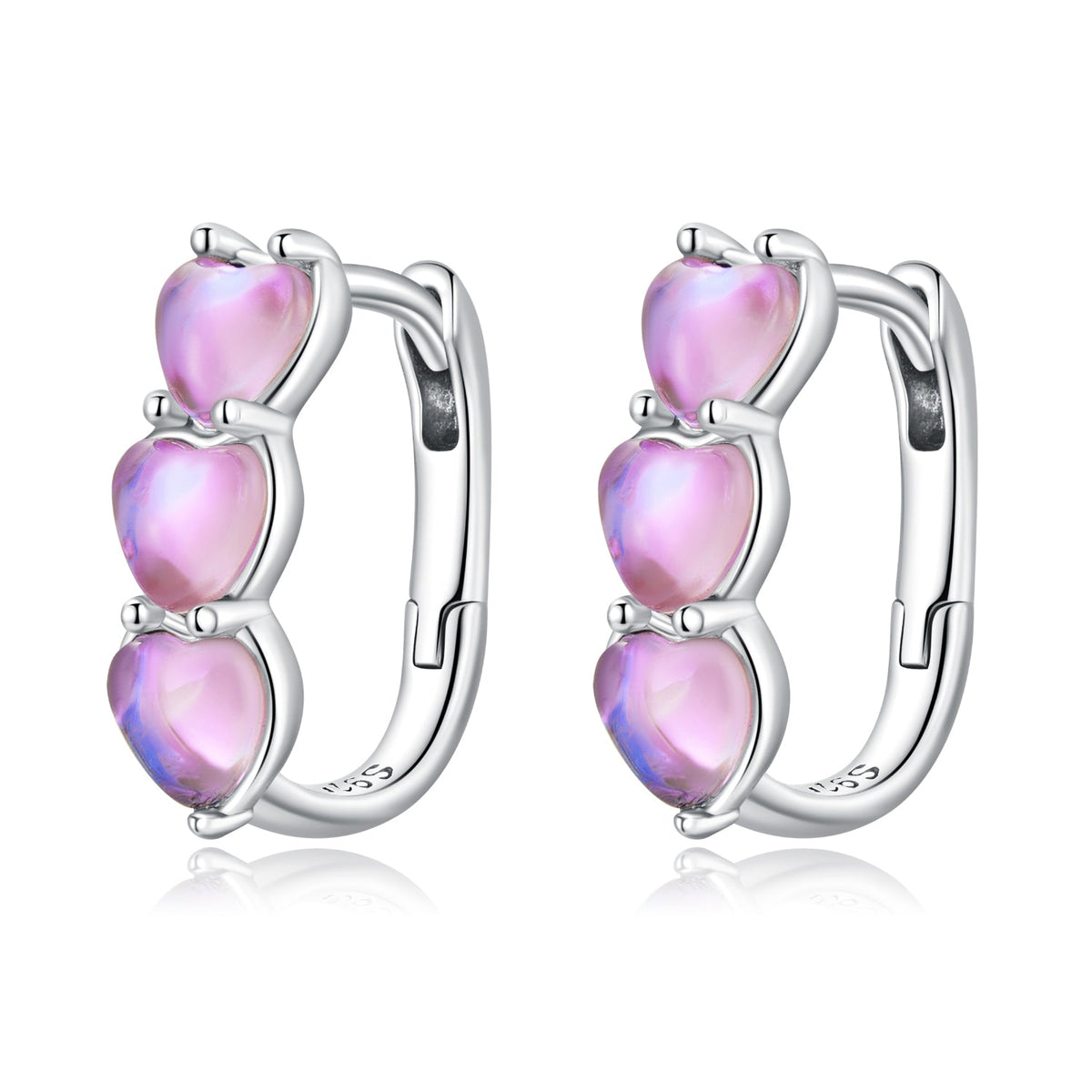 Sterling Silver Transparent Glass Hoop Earrings