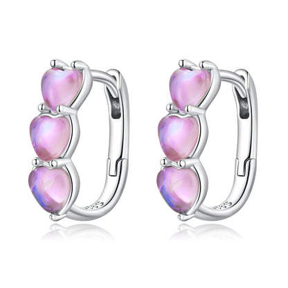 Sterling Silver Transparent Glass Hoop Earrings