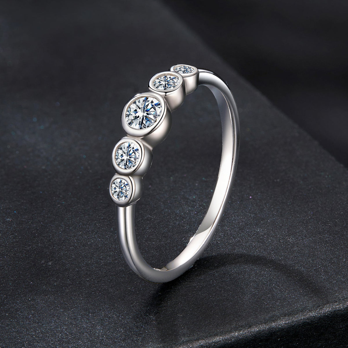 White Gold Plated 925 Sterling Silver Moissanite Ring