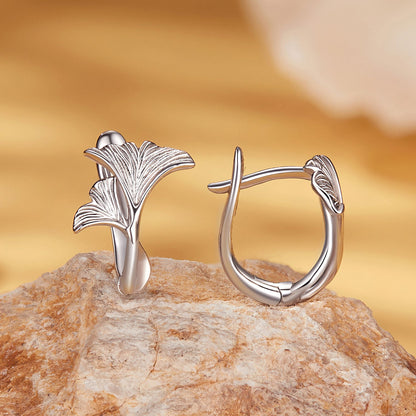 Sterling Silver White Gold Plated Hoop Earrings