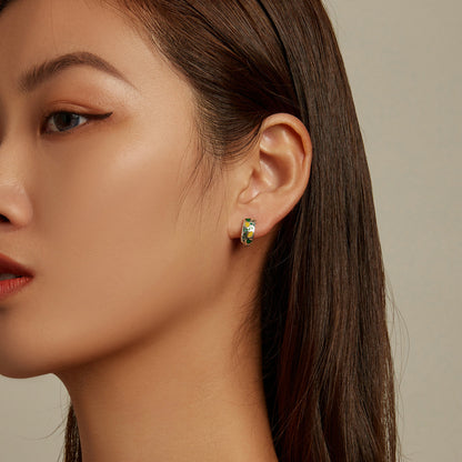 Oxidized Sterling Silver Enamel Drop Earrings