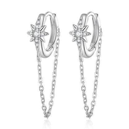 Sterling Silver Platinum Plated CZ Pavé Earrings