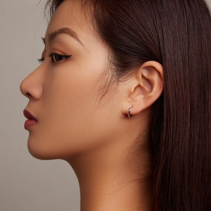 Platinum Plated Sterling Silver Hoop Earrings