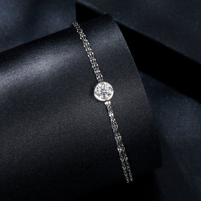 Sterling Silver White Gold Plated Moissanite Bracelet
