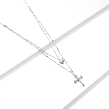 Sterling Silver Platinum Plated Cubic Zirconia Adjustable Necklace