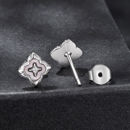 Sterling Silver Moissanite Nacre Stud Earrings