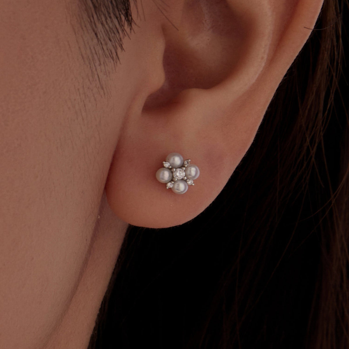Sterling Silver Moissanite & Freshwater Pearl Earrings