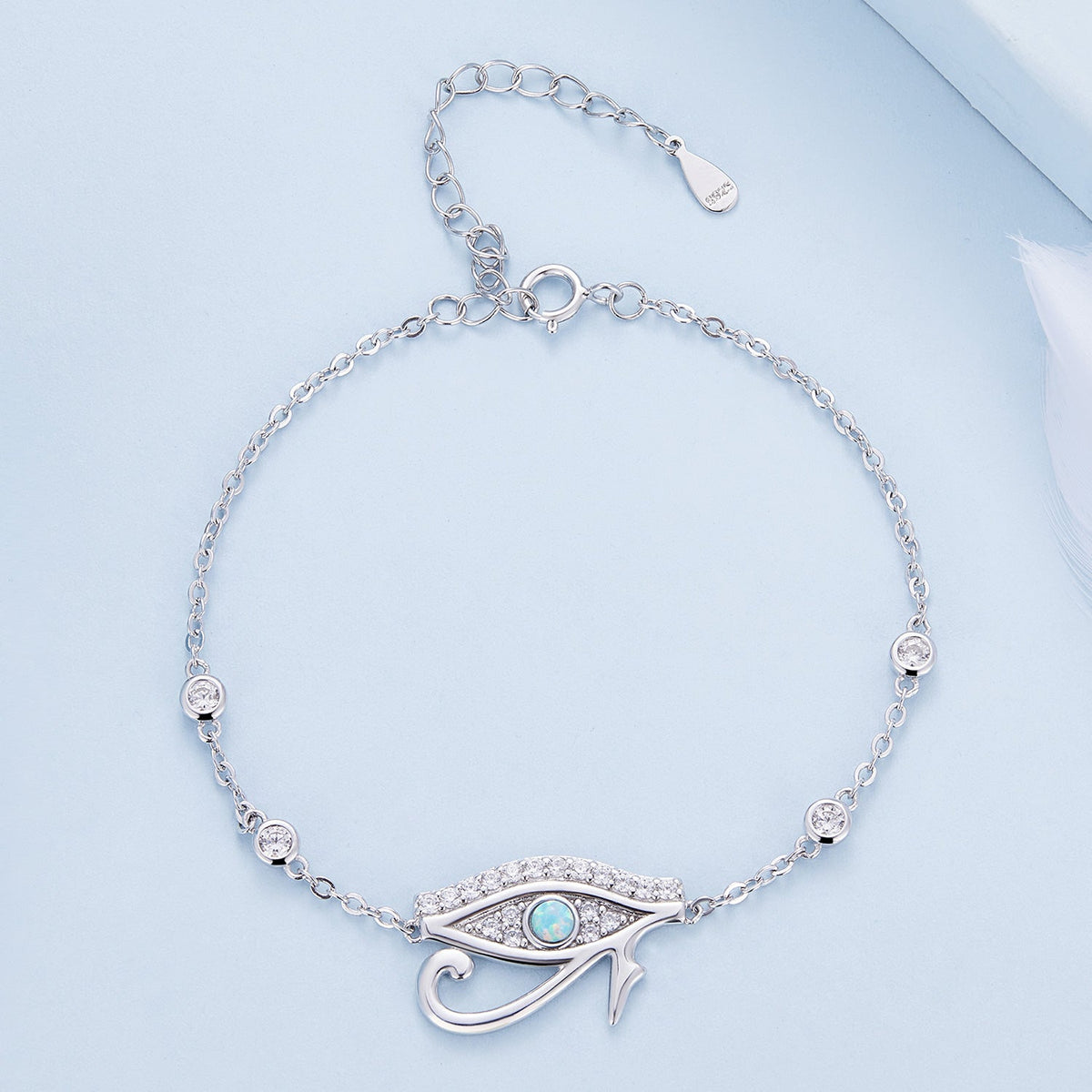 Sterling Silver Translucent Opal and CZ Pavé Bracelet