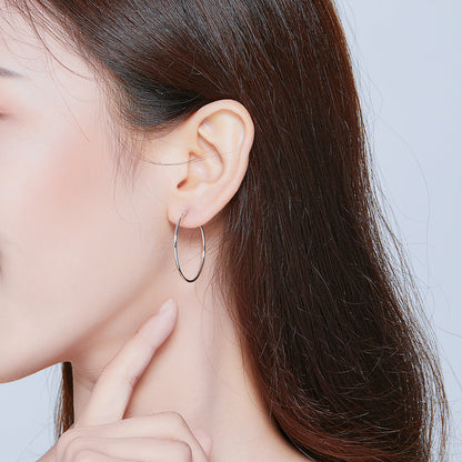 Sterling Silver Platinum Plated Hoop Earrings