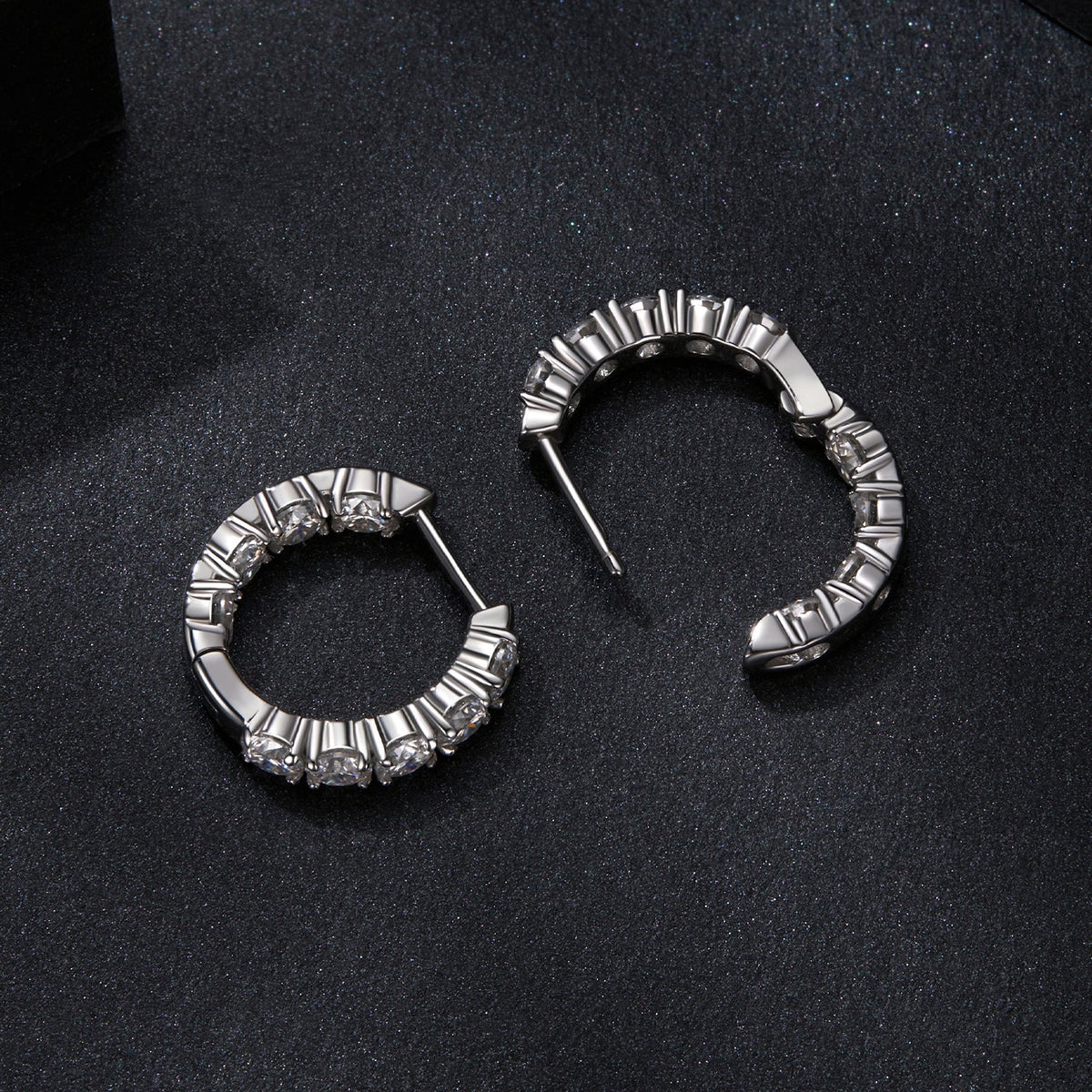Sterling Silver Moissanite Hoop Earrings