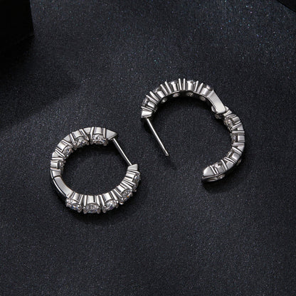 Sterling Silver Moissanite Hoop Earrings