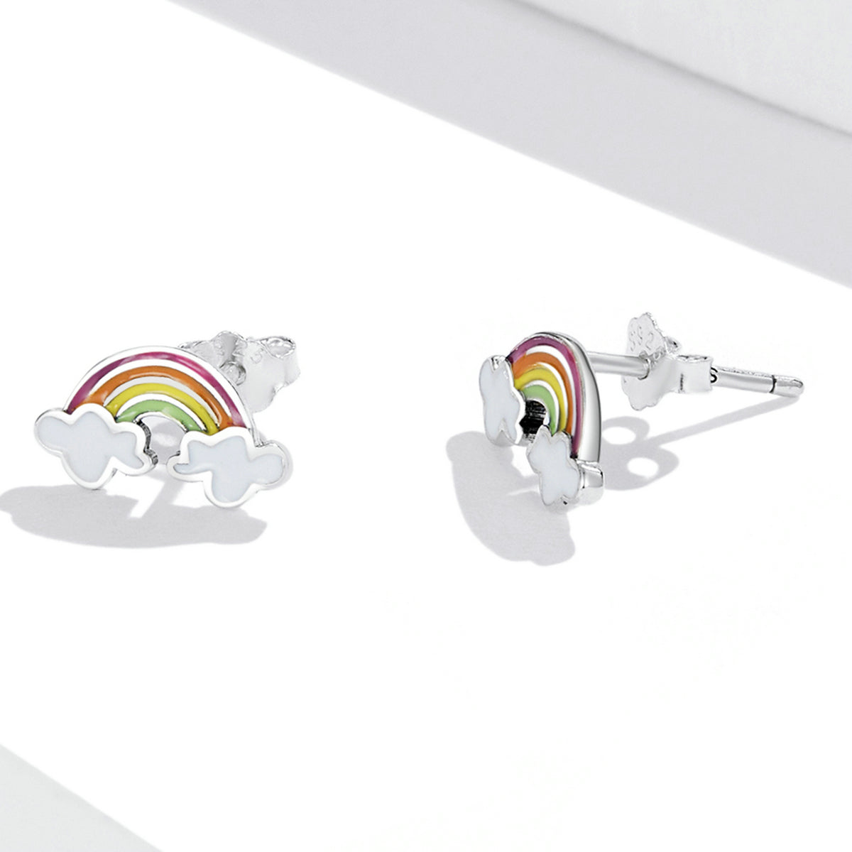 Sterling Silver Enamel Oxidized Earrings