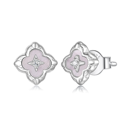 Sterling Silver Moissanite Nacre Stud Earrings