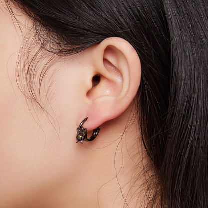 Sterling Silver Enamel Black Gold Earrings
