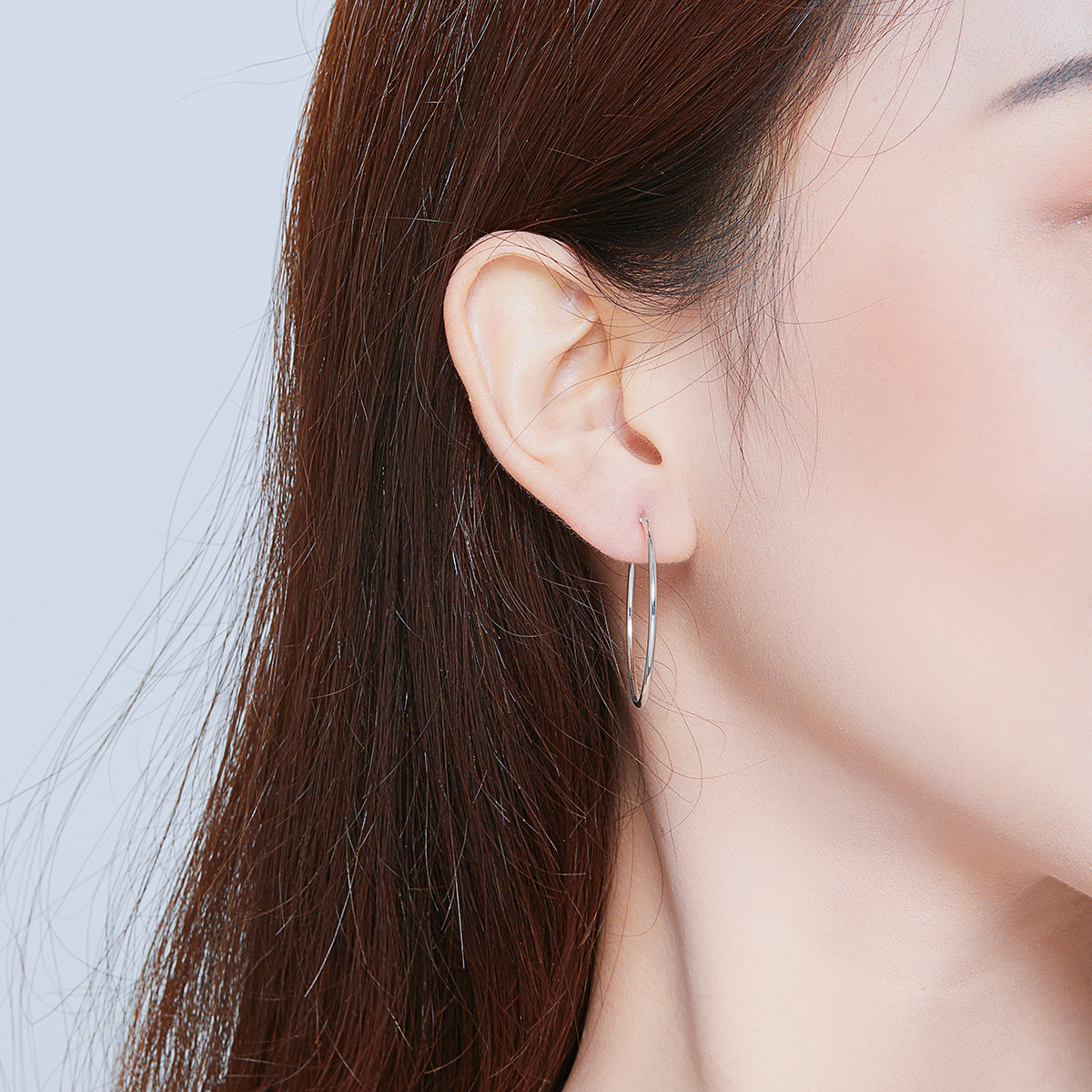Sterling Silver Platinum Plated Hoop Earrings