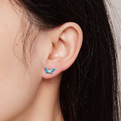 Sterling Silver Enamel and Cubic Zirconia Earrings