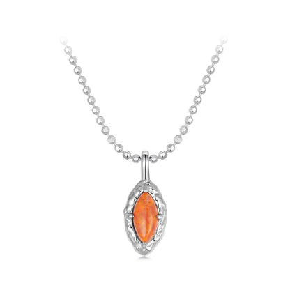 Sterling Silver Synthetic Opal Pendant Necklace