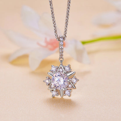 925 Sterling Silver Platinum Plated Moissanite Pavé Necklace