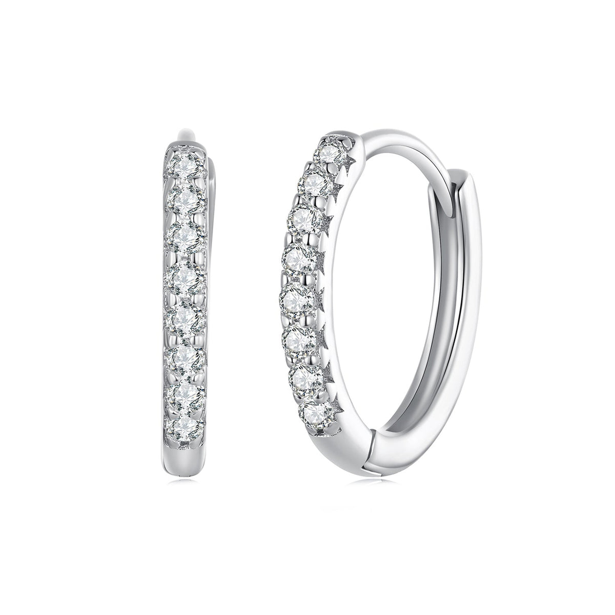 Sterling Silver Moissanite Hoop Earrings