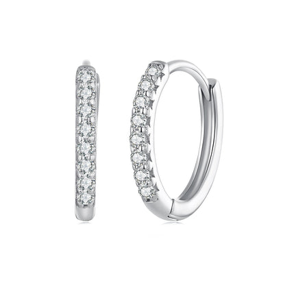 Sterling Silver Moissanite Hoop Earrings