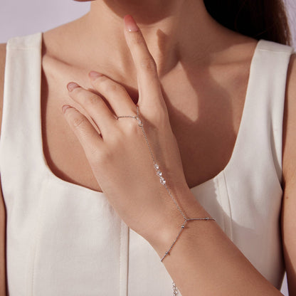Sterling Silver White Gold Plated Pavé CZ Bracelet