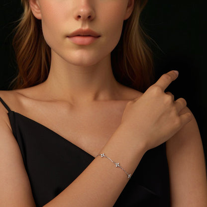 Sterling Silver & White Gold Plated Moissanite Bracelet