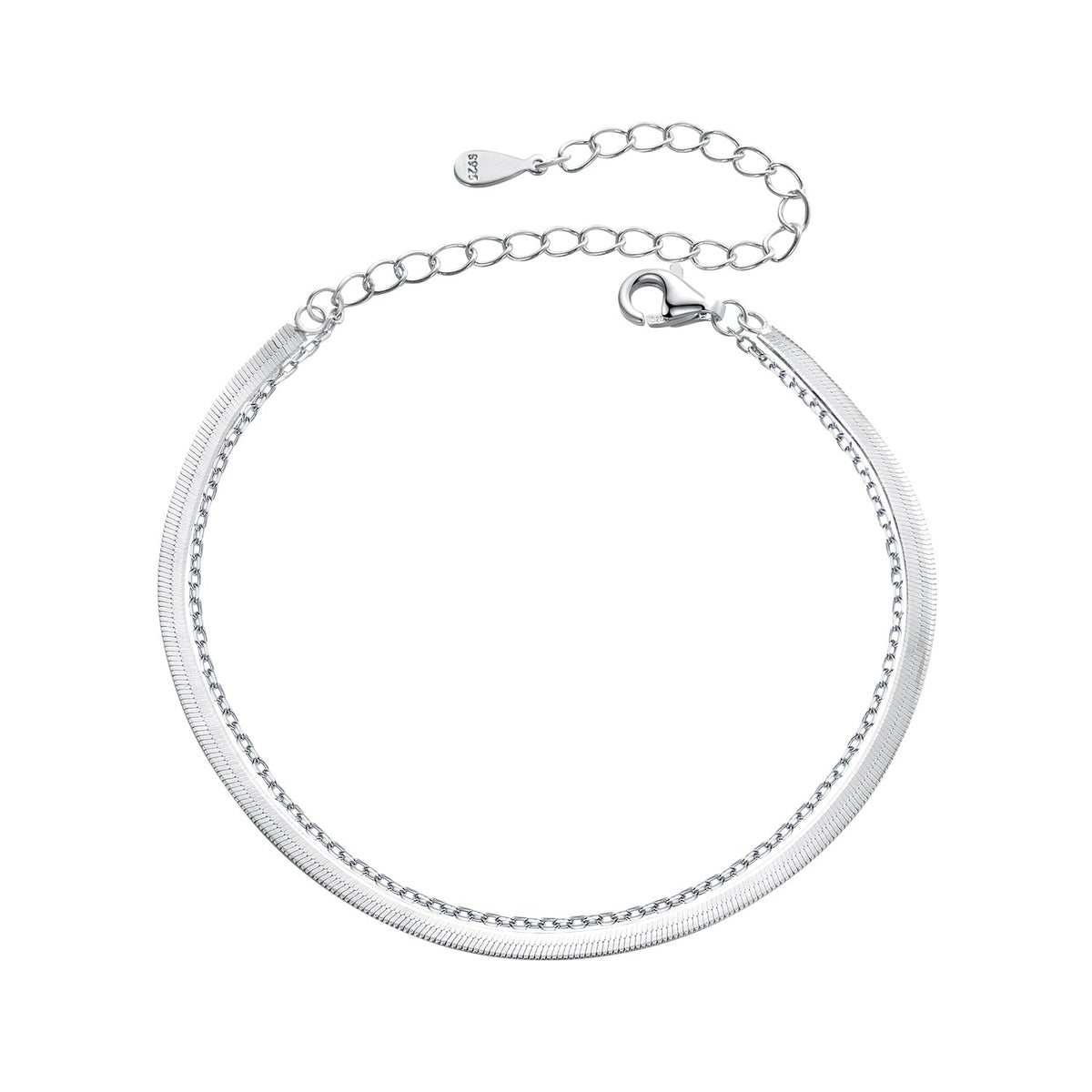 Sterling Silver White Gold Plated Bracelet