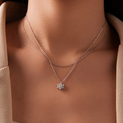 Sterling Silver White Gold Plated Moissanite Necklace