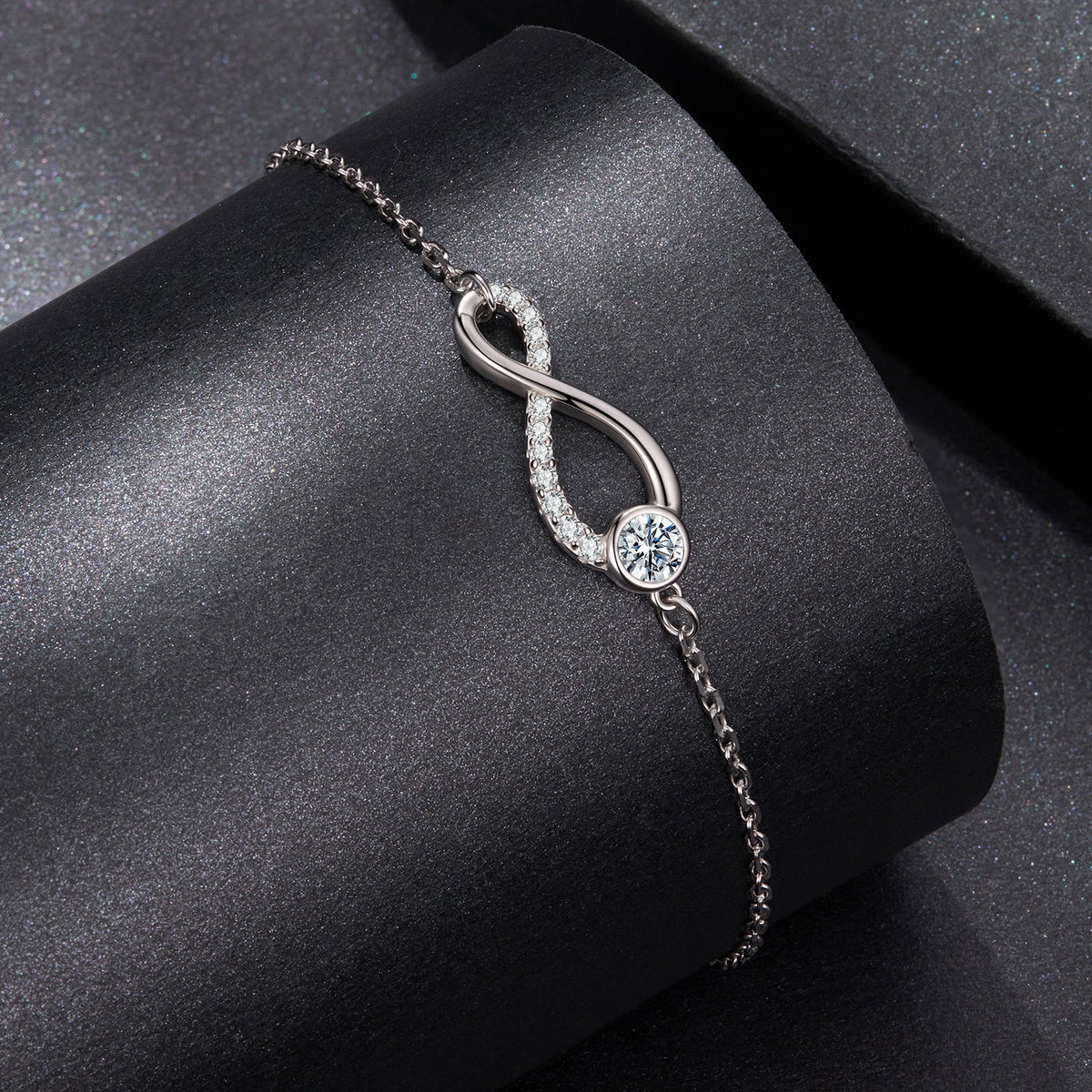Sterling Silver Moissanite and CZ Pavé Bracelet