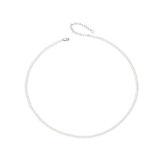 White Gold Plated Sterling Silver Shell Pearl Necklace