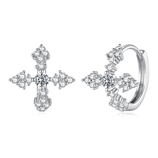 Sterling Silver Moissanite Hoop Earrings