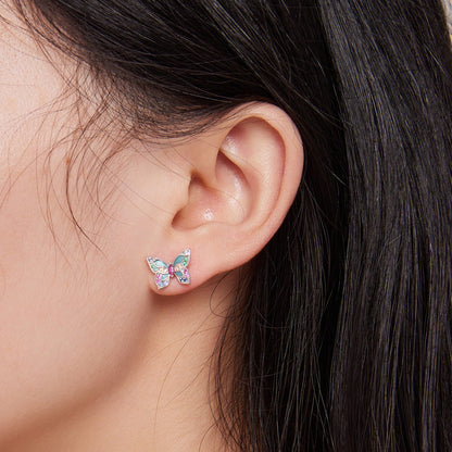 Sterling Silver Enamel and Cubic Zirconia Earrings