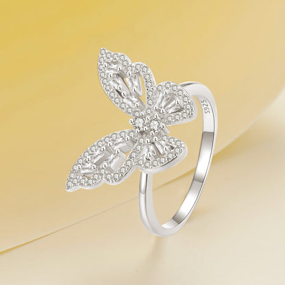 Sterling Silver White Gold Plated CZ Pavé Ring