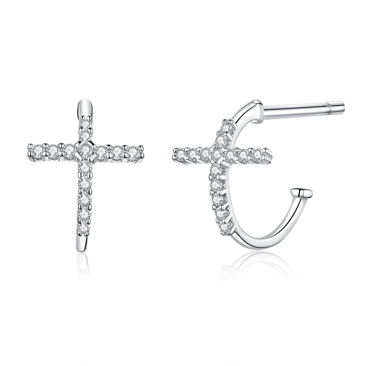 Sterling Silver Pavé Cubic Zirconia Earrings
