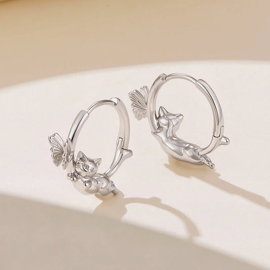 White Gold Plated Hoop Earrings with Sterling Silver Posts