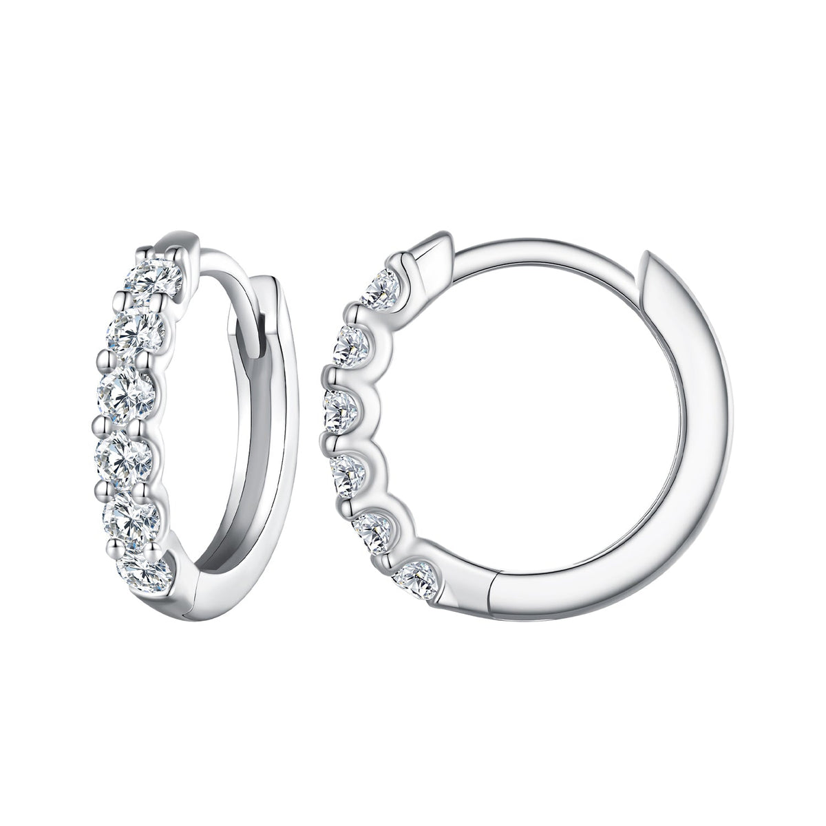 Sterling Silver Moissanite Hoop Earrings