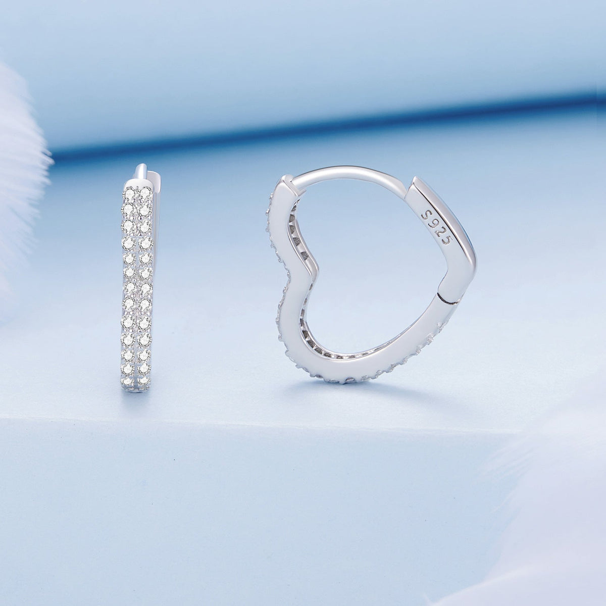 Sterling Silver Cubic Zirconia Pave Hoop Earrings
