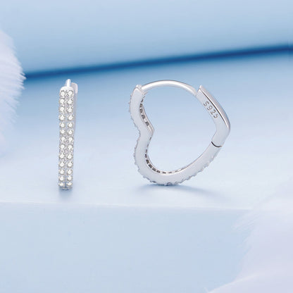 Sterling Silver Cubic Zirconia Pave Hoop Earrings