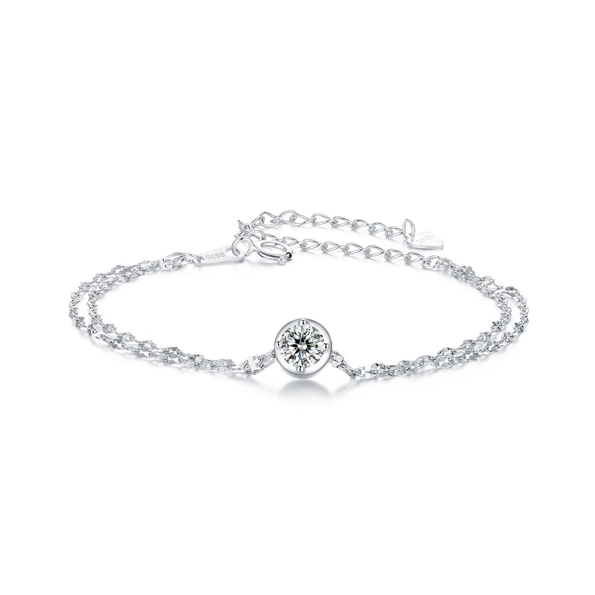 Sterling Silver White Gold Plated Moissanite Bracelet