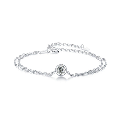 Sterling Silver White Gold Plated Moissanite Bracelet