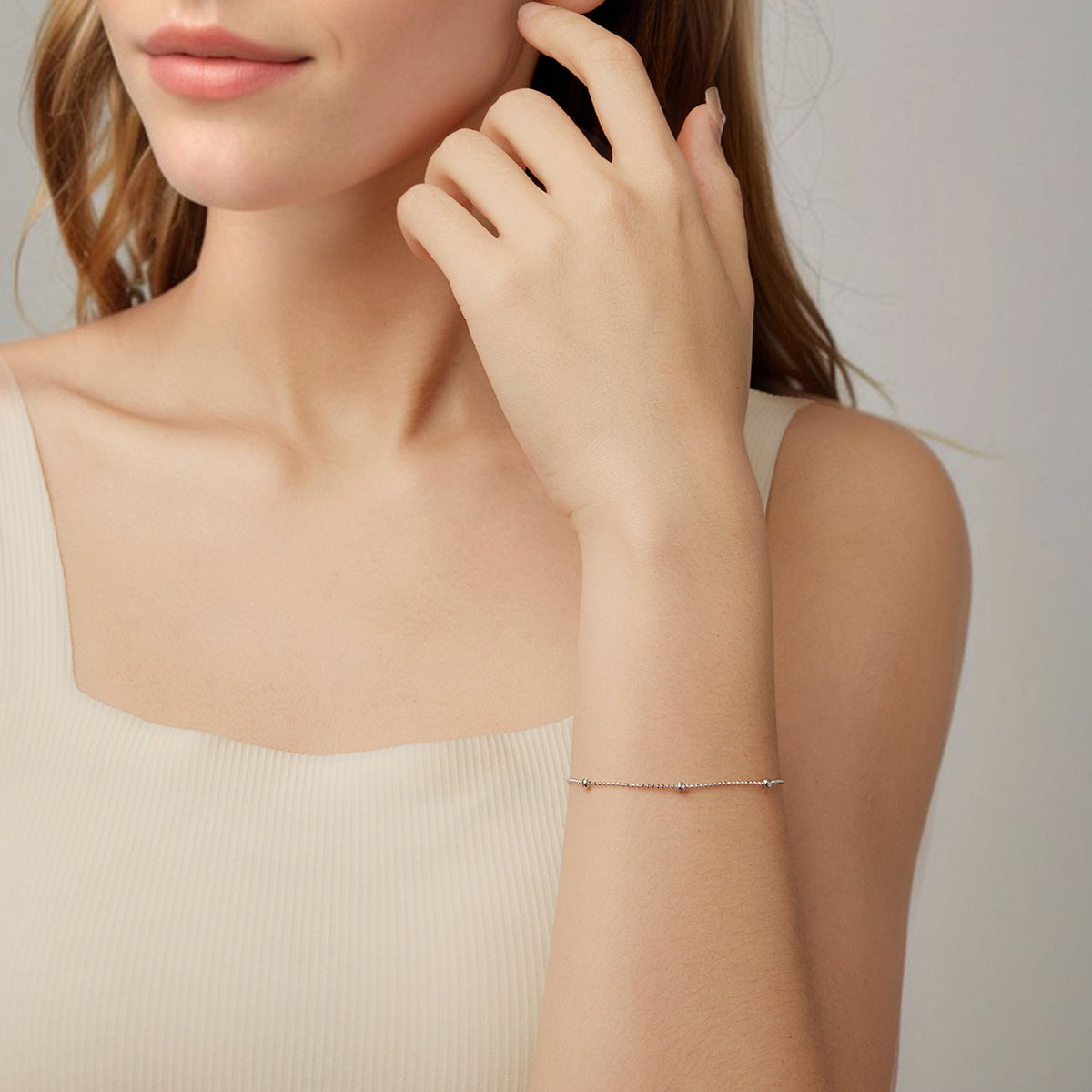 Sterling Silver & White Gold Plated Adjustable Bracelet