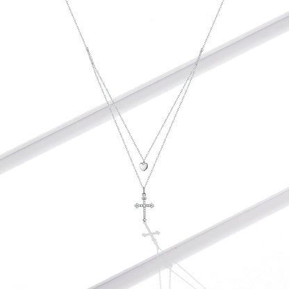 Sterling Silver Platinum Plated Cubic Zirconia Adjustable Necklace
