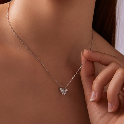 Sterling Silver Plated White Gold Moissanite Necklace