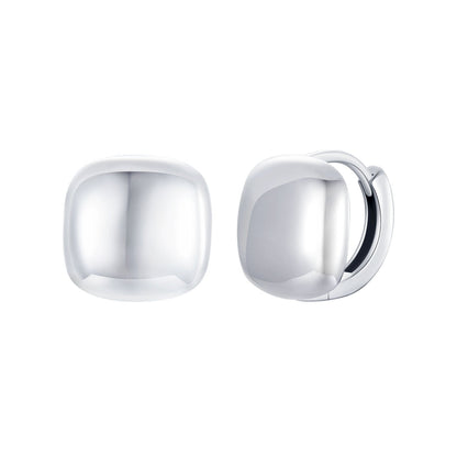 Sterling Silver White Gold Plated 10mm Hoop Earrings