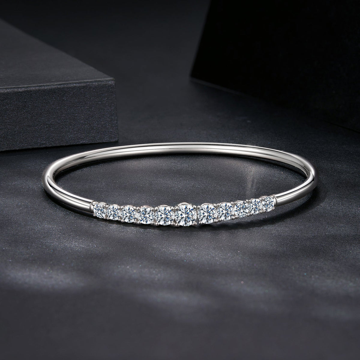 Sterling Silver Moissanite White Gold Plated Bracelet