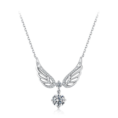 925 Sterling Silver White Gold Plated Moissanite 40+5cm Pavé CZ Pendant Necklace for Women