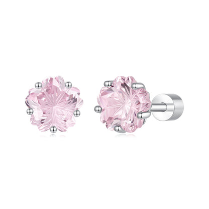 925 Sterling Silver White Gold Plated Pavé CZ 0.6x0.6 cm Earrings for Women